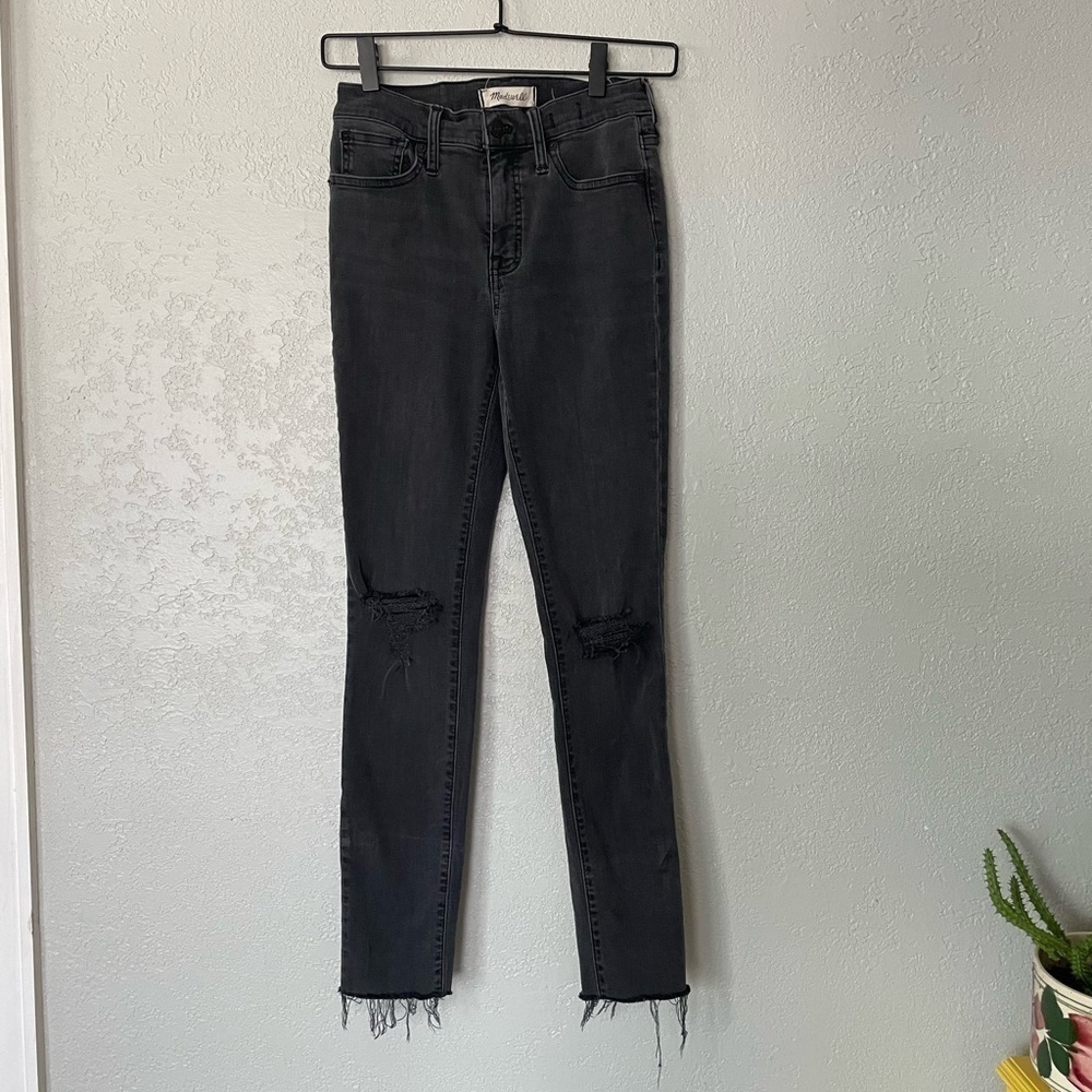 Madewell 9” mid rise skinny dark grey jeans